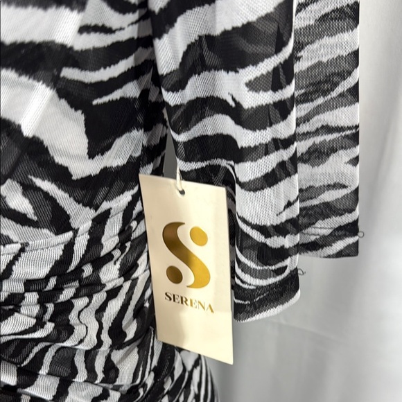 S by Serena Black and White Asymmetrical Zebra Print Dress - Picture 6 of 10